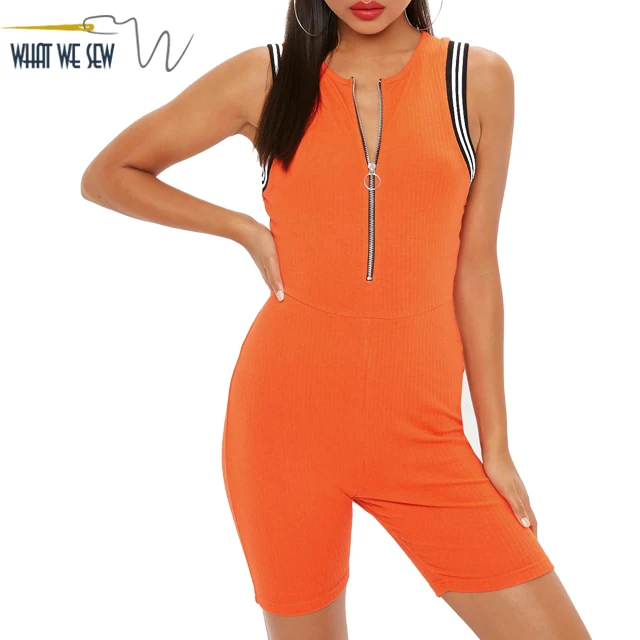 orange sleeveless jumpsuit