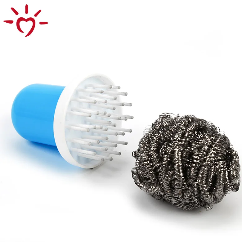 OEM handle dish steel wire kitchen cleaning dish-washing brush scourer with handle