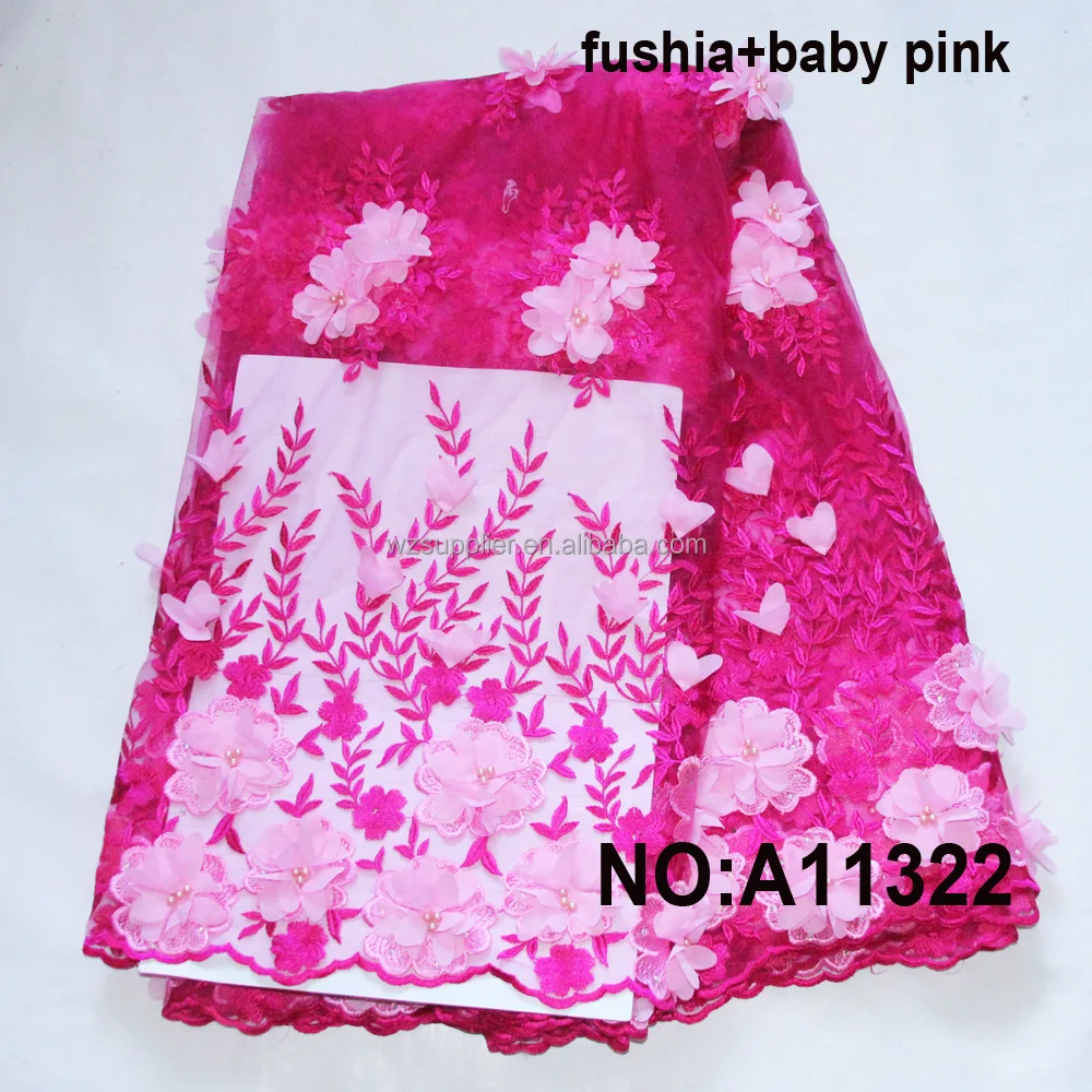 

fashion Nigerian pink beaded guipure lace fabric