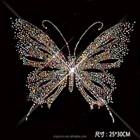 

Factory price Butterfly Motif iron on Hot Fix Rhinestone Transfer design for shirt