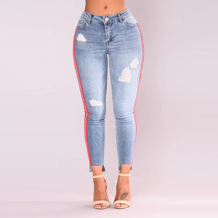 side stripe jeans plus size