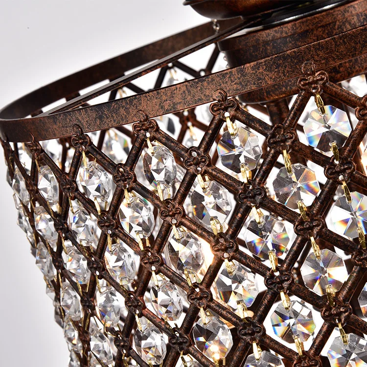 
Cheap New Household Small Mini Decorative Modern Crystal Ceiling Fan With Light 