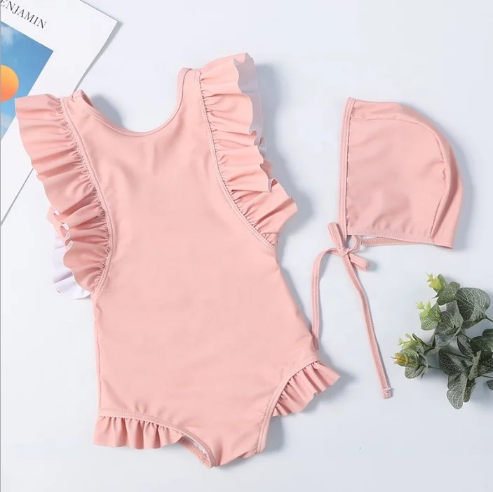 

2019 new children's swimwear small clear girl one-piece bikini swim sleeveless lace girls swimsuit