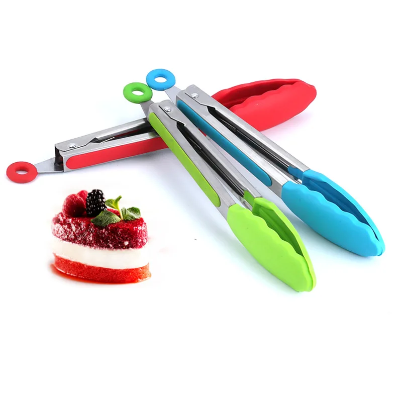 

Dese Stainless Steel Silicone Food Tongs Kitchen Non-slip Cooking Clip BBQ Tools Grill Tongs Multiuse Kitchen Tool, Red/blue/green/black