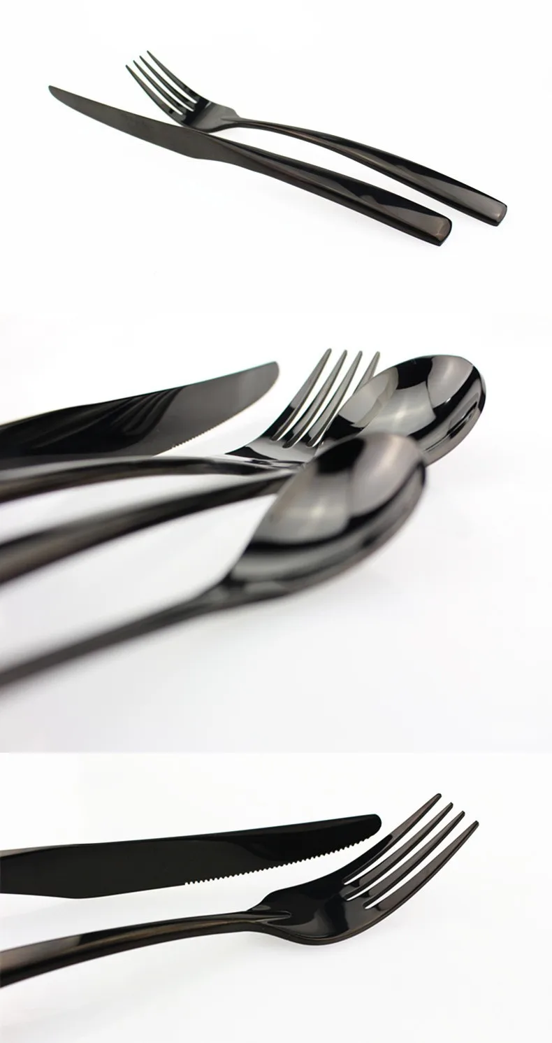 New Products Food Grade Crockery And Matte Black Stainless Steel 4pcs