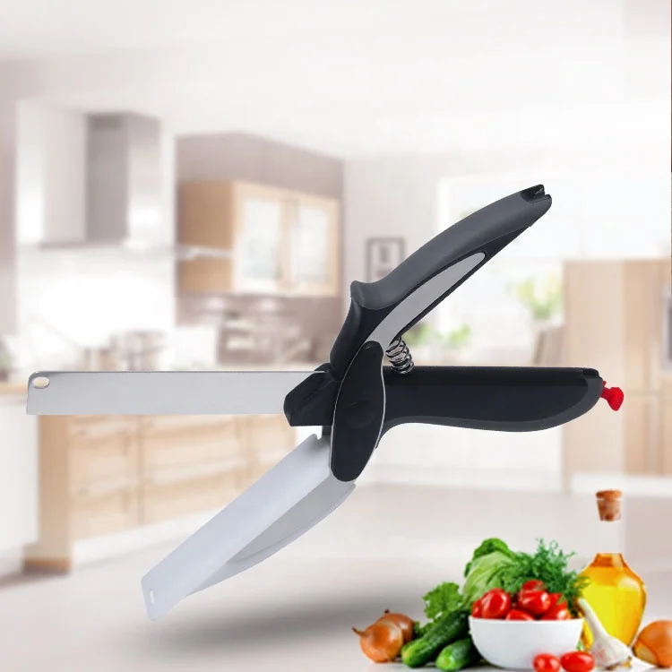 
Multifunction Fruit Vegetable Cutter Kitchenware 2-in-1 Scissors Knife Mini Cutting Board Clever Cutter Smart Cutter 