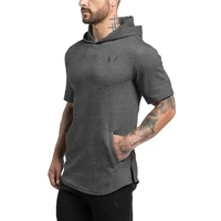 

Gym fitness xxxxl jumper hoodie oem logo cotton spandex men sports short sleeve hoodie