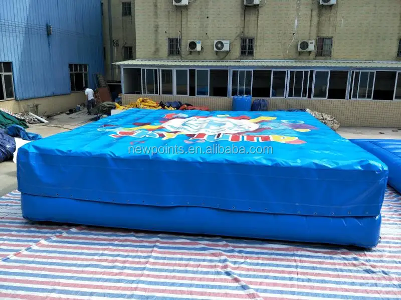 6x5x1.2m blue air bag landing inflatable stunt air bag for jumping