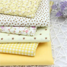 Flower Cotton Fabric clothing for DIY Patchwork Sewing Bedding BagTalasite Yellow 6 pcs Cloth Textiles Fabric 40*50cm