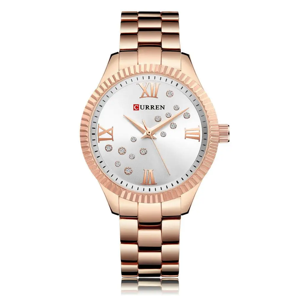 

Curren 9009 High Quality Luxury Brand Quartz Diamond Wrist Watch Women Fashion Stainless Steel Watches Ladies, 6 color for you choose