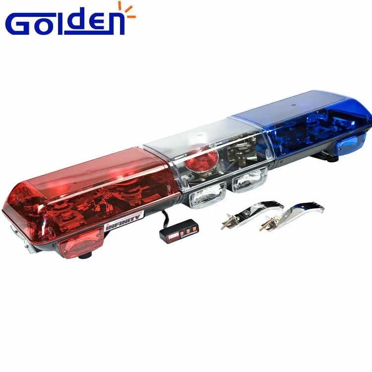 Red Blue Halogen Emergency Vehicle Rotating Revolving Warning Light Bar