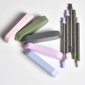 Image of Collapsible Straw Stainless Steel with PP box Portable Straw Foldable Straw with Box and Brush