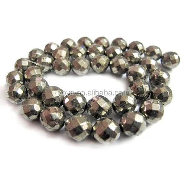 

PB1081 Round natural golden faceted pyrite beads