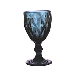 Image of Instock Color Blue Diamond Colored Wine Glass/Glass Cups for Wine/Goblet