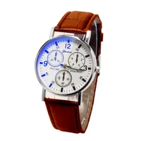 

Geneva Brand New Blue Glass Watch Fashion Wristwatch Unisex Leather Watches