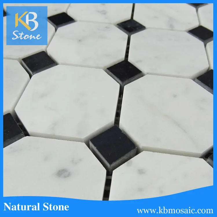 Home decoration black octagon mosaic porcelain bathroom floor