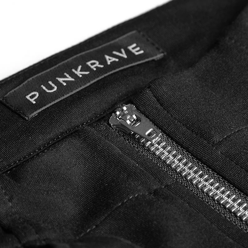 OPK-137 PUNK RAVE Metal Zipper Ankle-length Stretch Knit Women's Pants