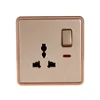 Switches Power Sockets Set Ultra-thin Wall Multi-function Brushed Metal Waterproof Single Control