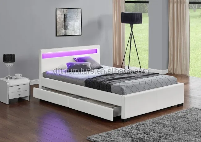 Cama De Trineo Con 4 Cajones,Cama Doble O King Size,Almacenamiento De
