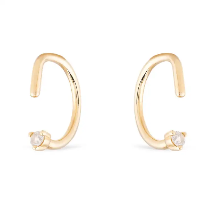 

925 silver jewelry minimalist zircon dainty cuff golden hoop earrings