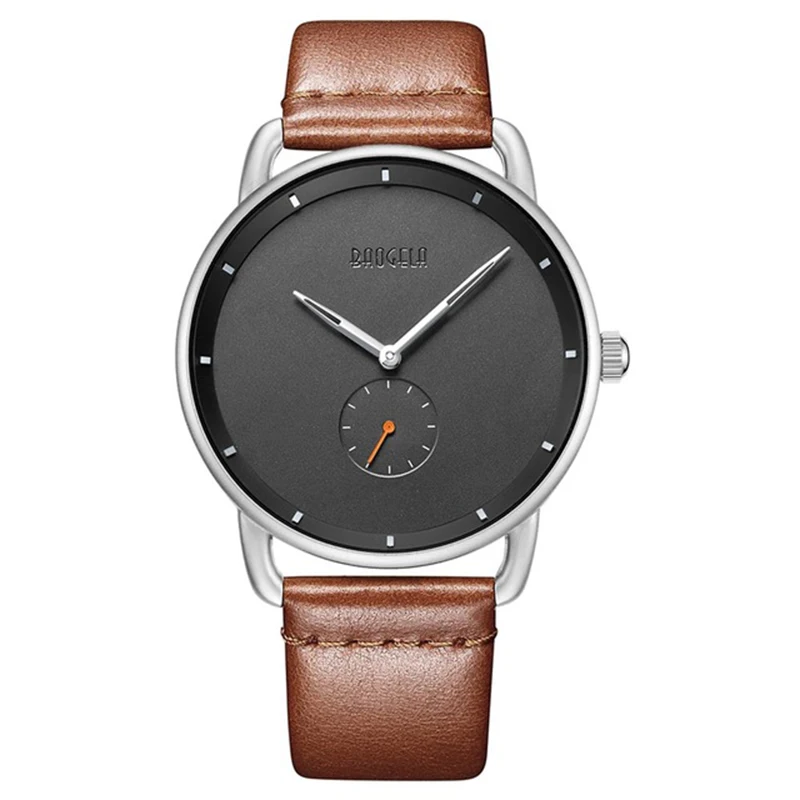 

Baogela Fashion Simple men watches Ultra Thin Analogue Dress watch wrist men Brown Genuine Leather Strap Waterproof