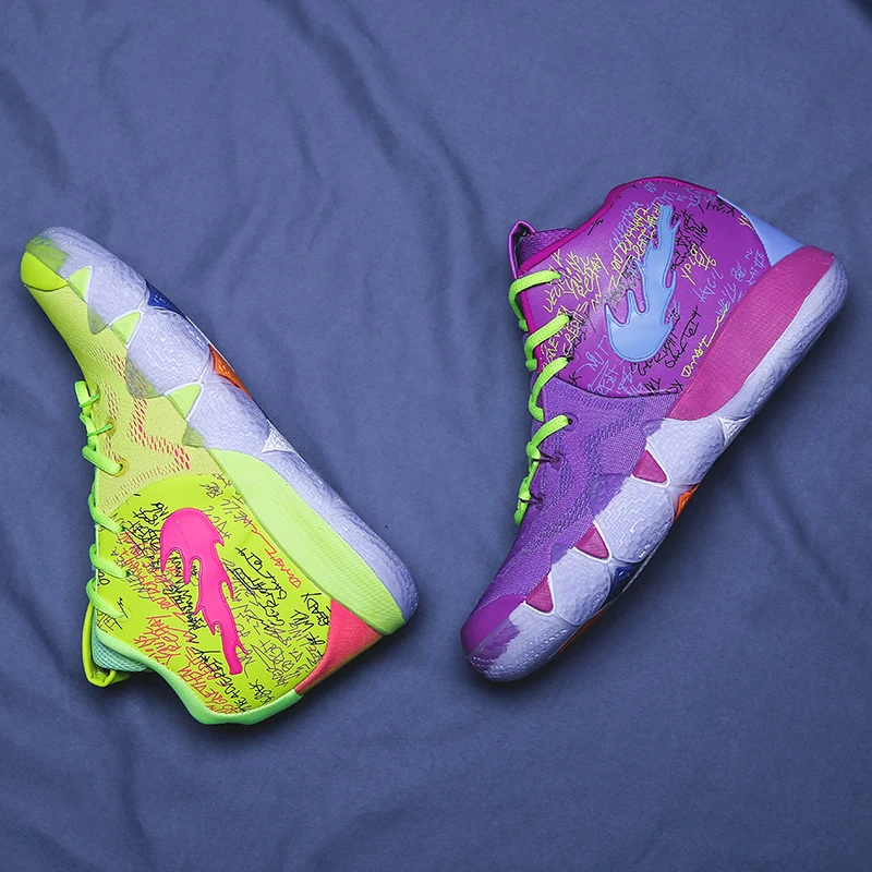 

Drop Shipping New Fashion Basketball Shoes Two Tone Shoes Match Designer Shoes For Men, Black, white, purple+yellow