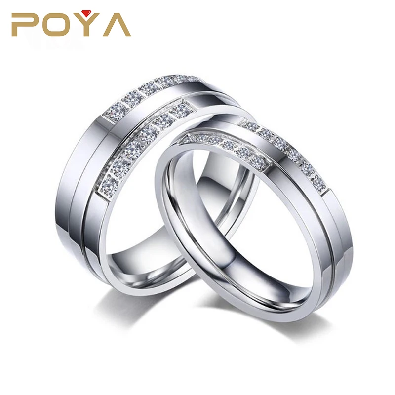 

Wedding Rings for Women Men Fashion Silver Color CZ Stone Alliance Romantic Forever Love Promise Finger Ring Bijoux