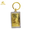 Top quality euro 500 dollar 24k gold foil keychain for gifts
