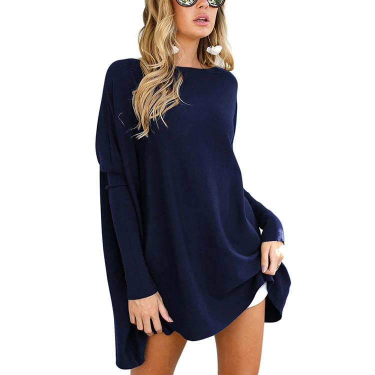 

New Fashion Loose Crew Neck Casual Long Sleeve Ladies Tops Blouses, As shown womens long sleeve blouses