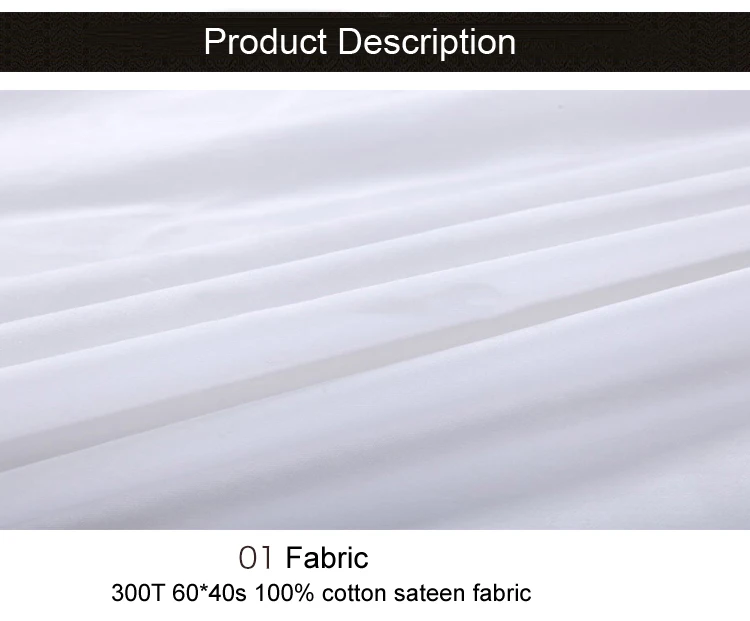 High Quality 300tc 100 Cotton White Plain King Size Elastic Fitted