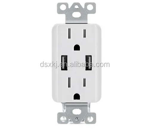 USA wall socket outlet 2.4A High Speed USB Charger Receptacle 15A Tamper Resistant Outlet & Wall Plates