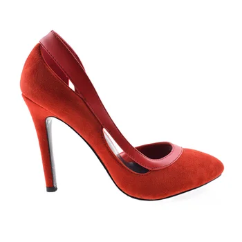 red suede pointed heels