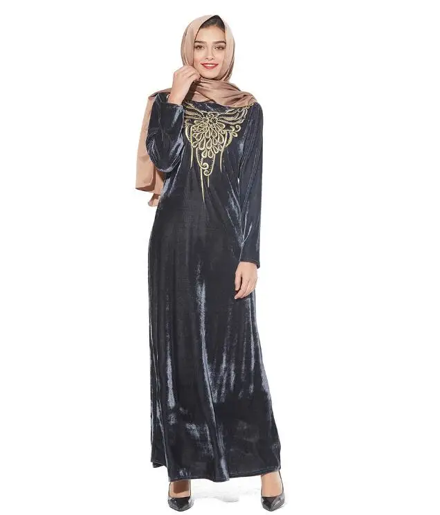 

arab velvet long sleeves islamic Week dress