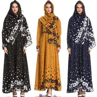 

Women Dubai Kaftan Arab Islamic Middle East Ethnic Print Long Sleeve Abaya Muslim Dress