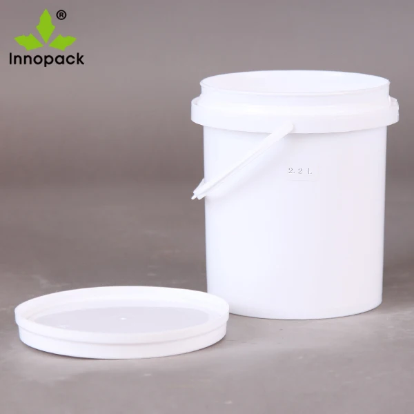 Small White / Clear Round Plastic Bucket 2.2l Food Grade Plastic Pails
