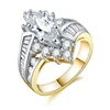 Luxury Victorian Gold Rings for Women Big White Cubic Zircon Two-tone Gold Color Fashion Wedding Ring