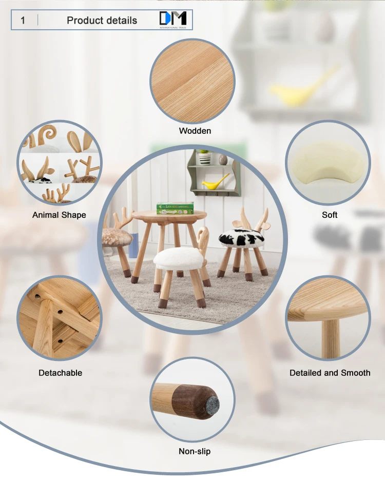 Children Furniture Chair Stool Different Animal Shape Fabric Cover