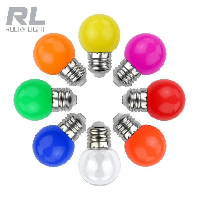 G45 led ball bulb lamp 1 watt plastic base E27 led light with Red/Green/Blue/Yellow/Orange Colour bulbs