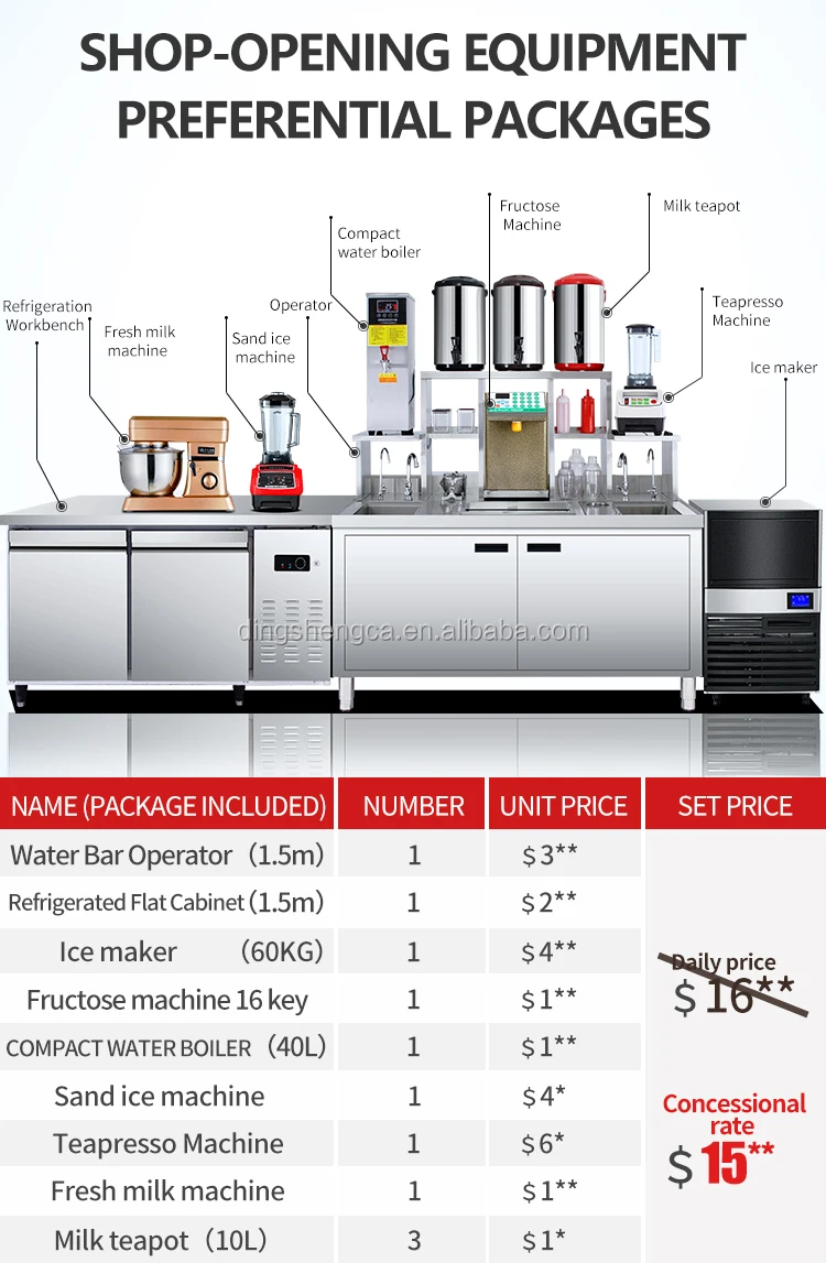 Custom Made Bubble Milk Tea Equipment Refrigerate Bar Work Table For