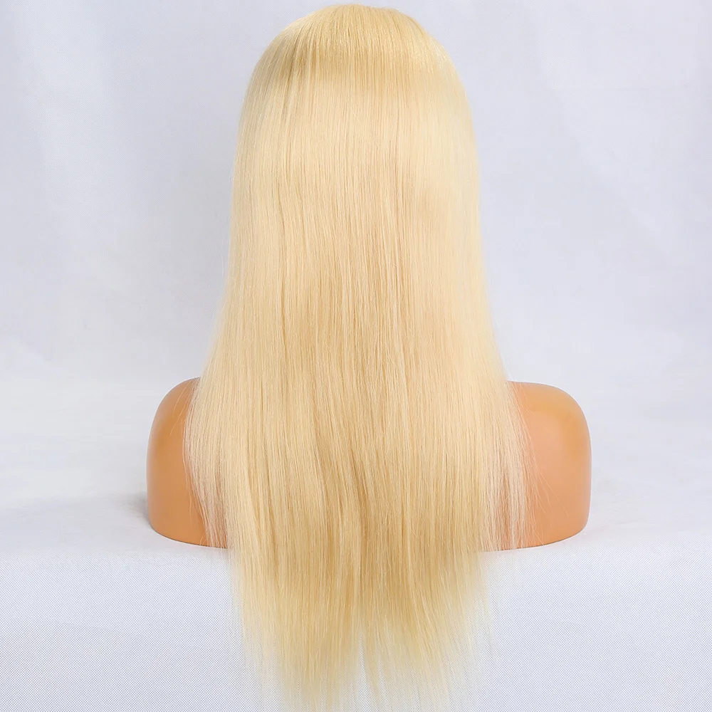 

Ready to ship 16 inch 150% heavy density brazilian remy human hair 13X4.5 inches deep parting 613 lace front wig, 613# blonde