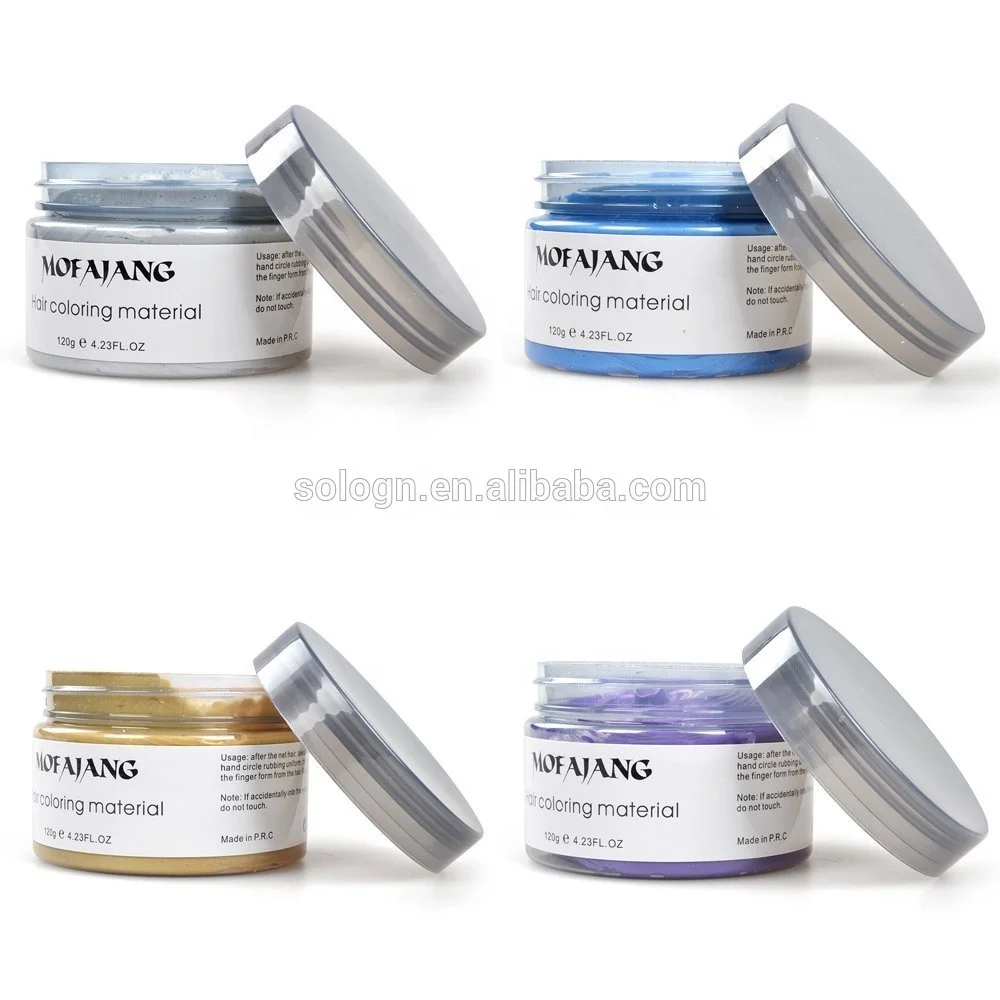 

High quality Original 120g private label temporary popular hair dye MOFAJANG hair color wax, Blue, black, green, red, white, golden, grey, purple
