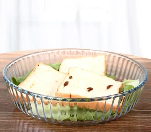 Image of Heat resistant round glass baking dish, glass baking tray oven safe