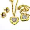 imitation jewelry bracelet&necklace&earring heart shaped pave crystal gold plated zircon 4 jewelry sets RS53