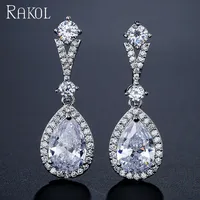 

RAKOL Wholesale 2018 new Korean fashion cubic zirconia crystal earring for women E2182
