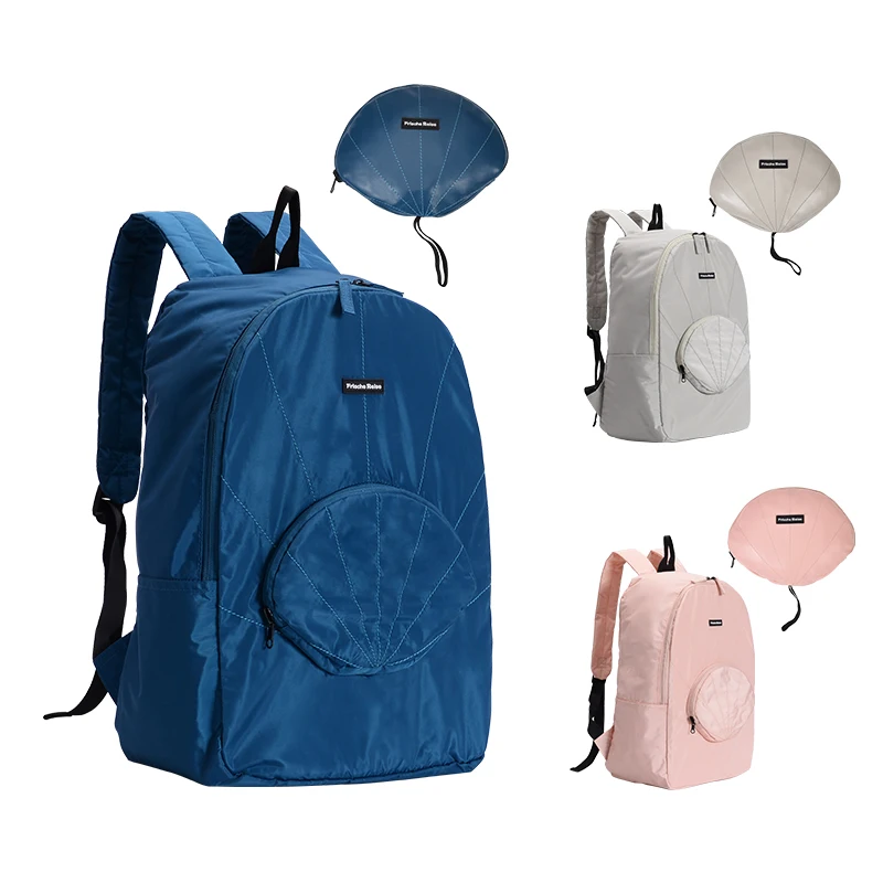 

Hot selling Waterproof Promotional Hiking Colorful Folding Backpack Foldable Nylon Bag Custom Backpack, Navy/gray/pink