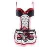 Sexy charming lingeries ladies backless conjoined black lace underwear for women