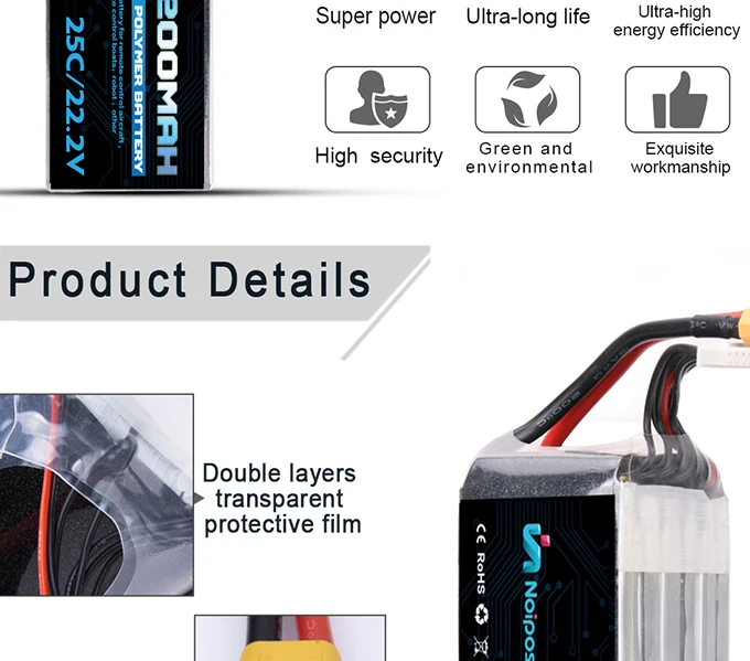 25C 35C 45C 60C Lipo Battery 6s 22.2v 5200mah,High Discharge Rate Lipo