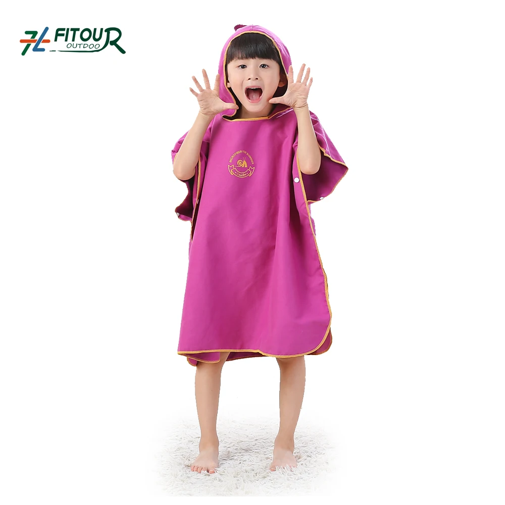 
100% Microfiber Quick-dry Soft Surf Changing Robes Surf Beach Poncho Hooded Towel For Kids 