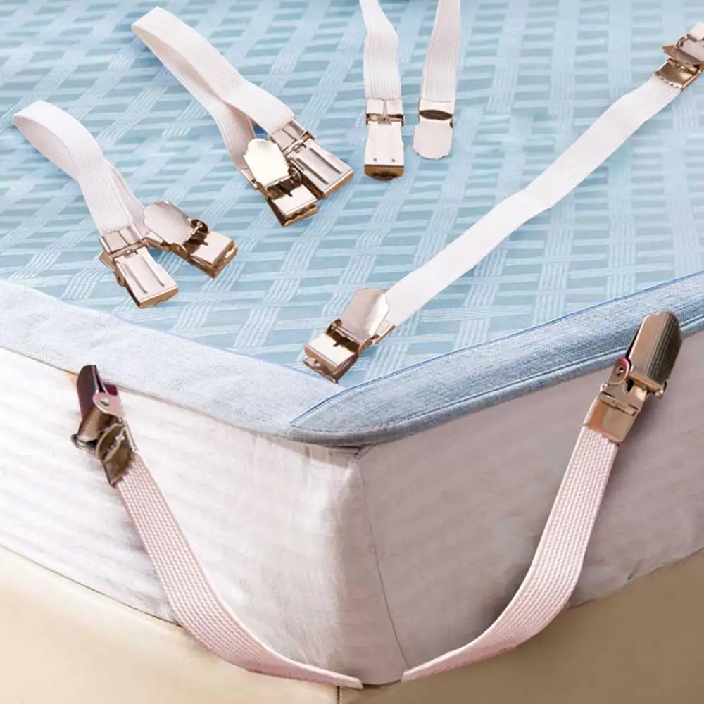 

Sheet Straps Fitted Sheet Band Adjustable Bed Corner Holder Elastic Fasteners Clips Grippers Mattress Pad Cover Suspenders