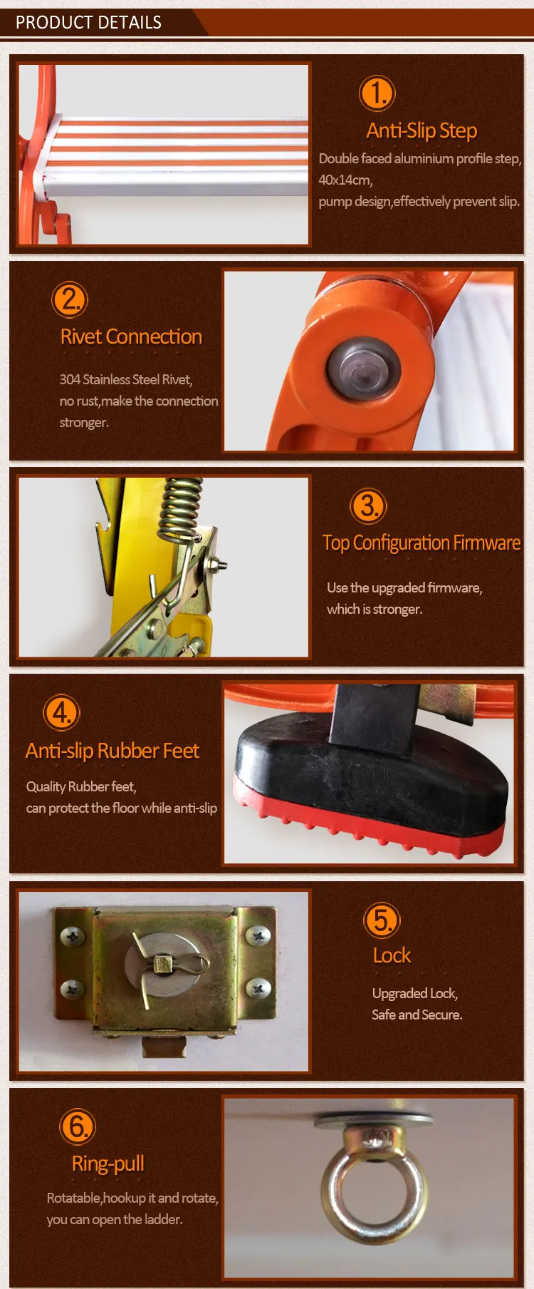 Titanium Magnesium Alloy Collapsible Attic Step Ladder With Super Load
